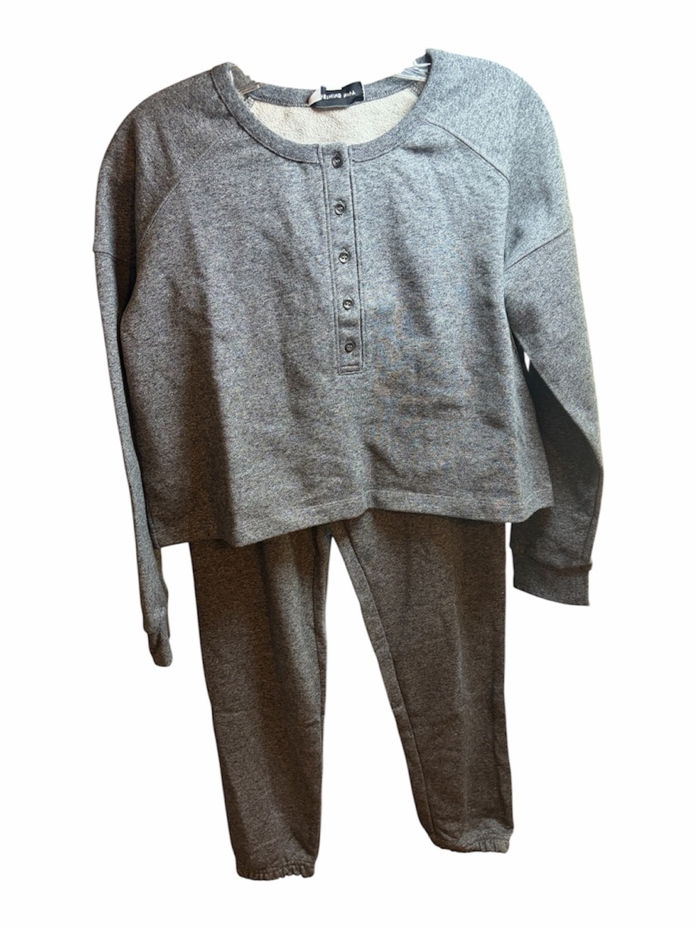 Something Navy Heather Gray Two-Piece Pantsuit Set Cotton XS NWT
